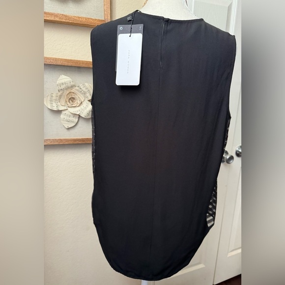 Zara Woman Dressy Tank Top w/Sheer Sides Black, Size Large NWT - Picture 5 of 7